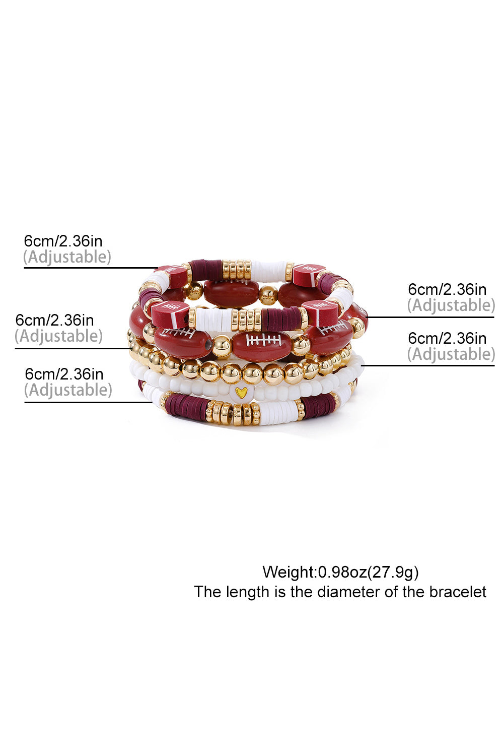 Football Beaded Bracelet Set