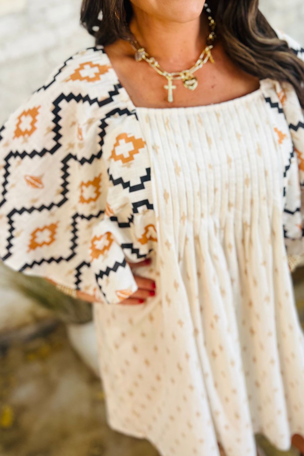 Aztec Half Sleeve Mini Dress