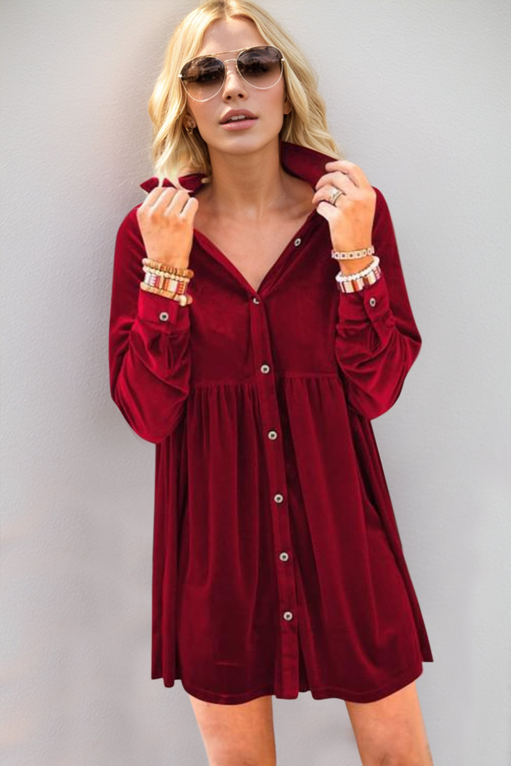 Oh Collared Neck Mini Dress