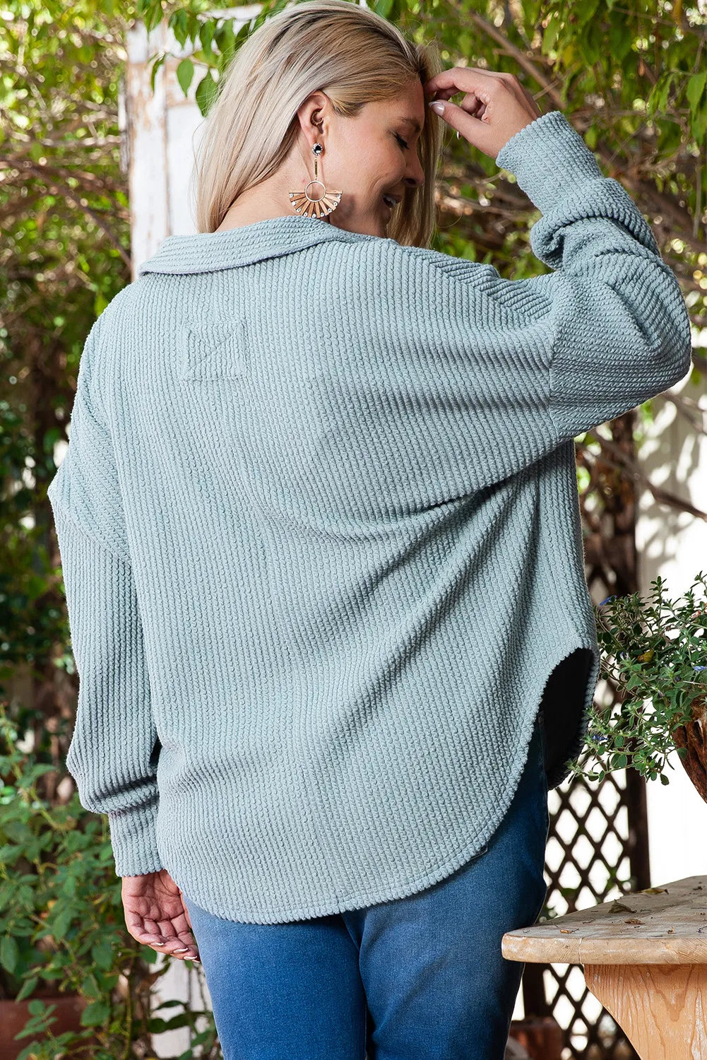Textured Johnny Collar Sweatshirt
