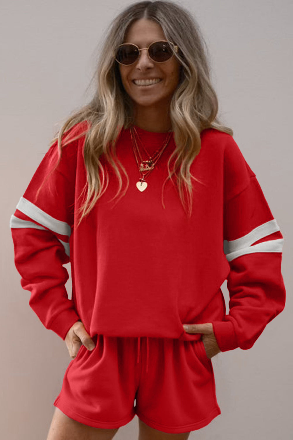 Varsity Stripe Sweatshirt and Shorts Set