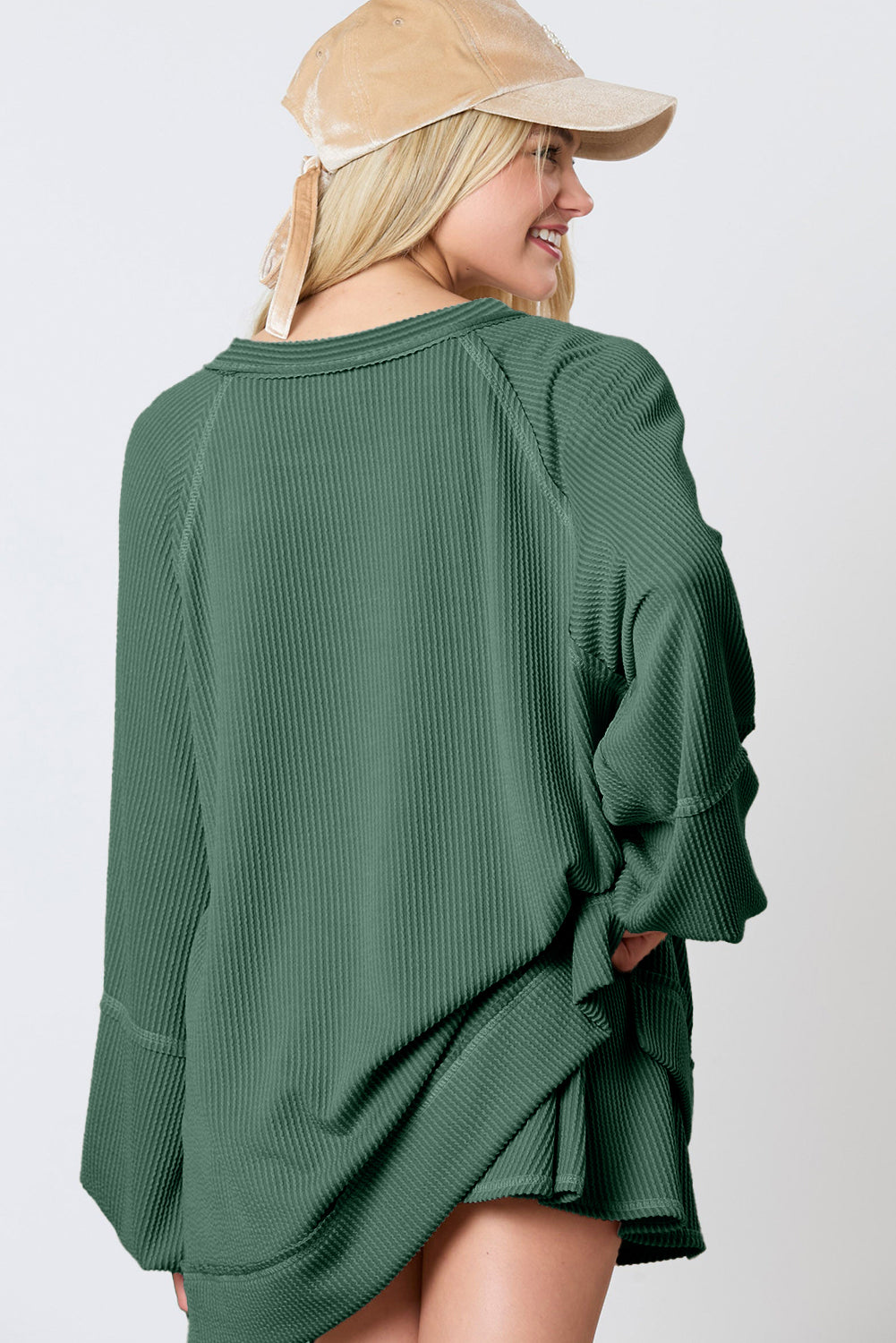 Corded Bishop Sleeve Pullover and Mini Skirt Set