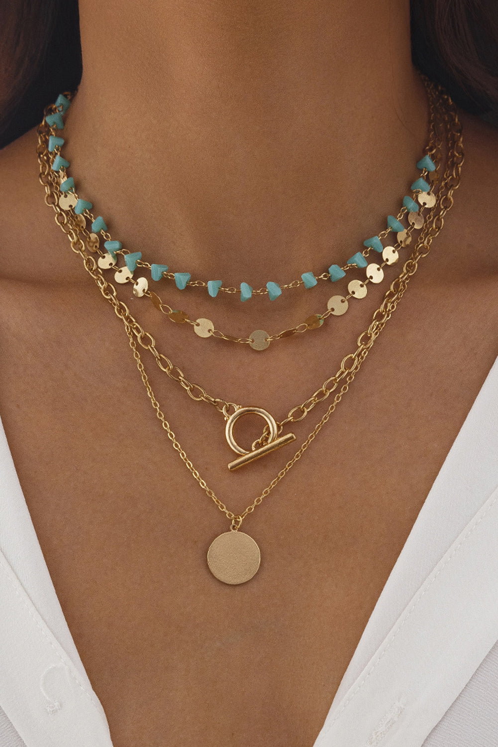 Gold Boho Multi-Layered Necklace Set