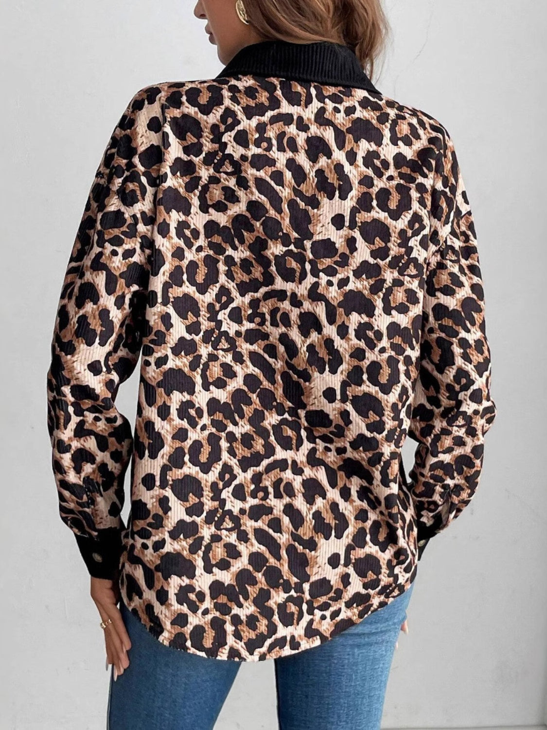 Leopard Collared Button Up Shacket