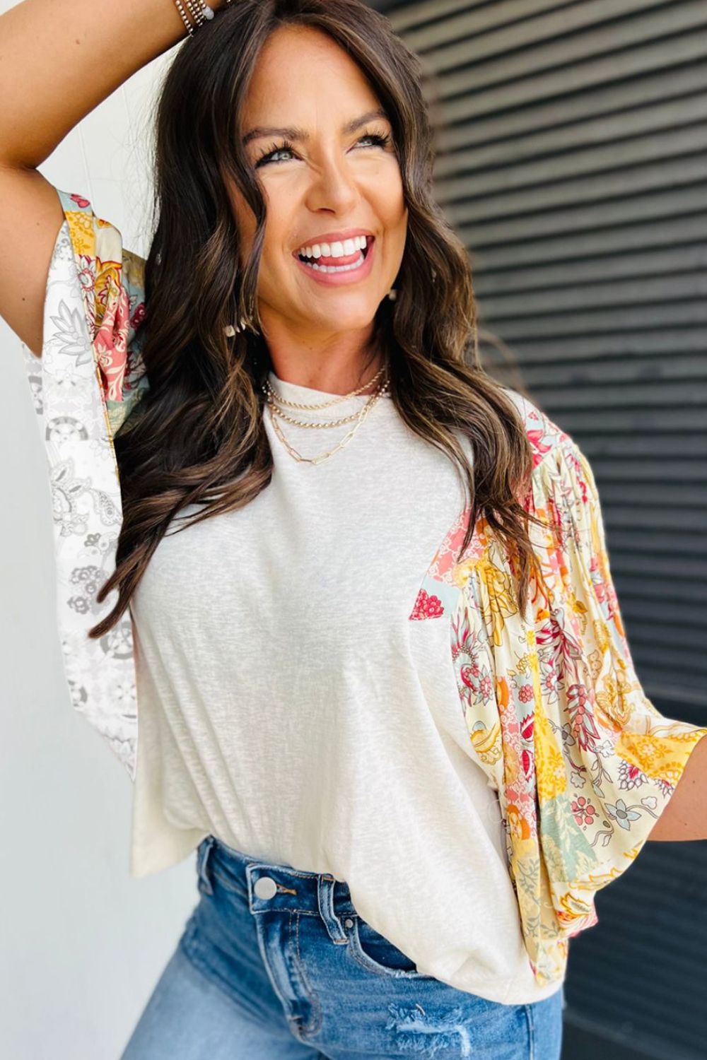 Floral Flare Flutter Sleeve Blouse