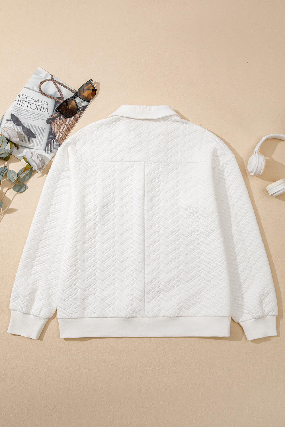 Textured Johnny Collar Pullover