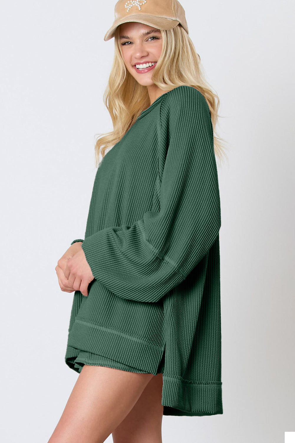 Corded Bishop Sleeve Pullover and Mini Skirt Set