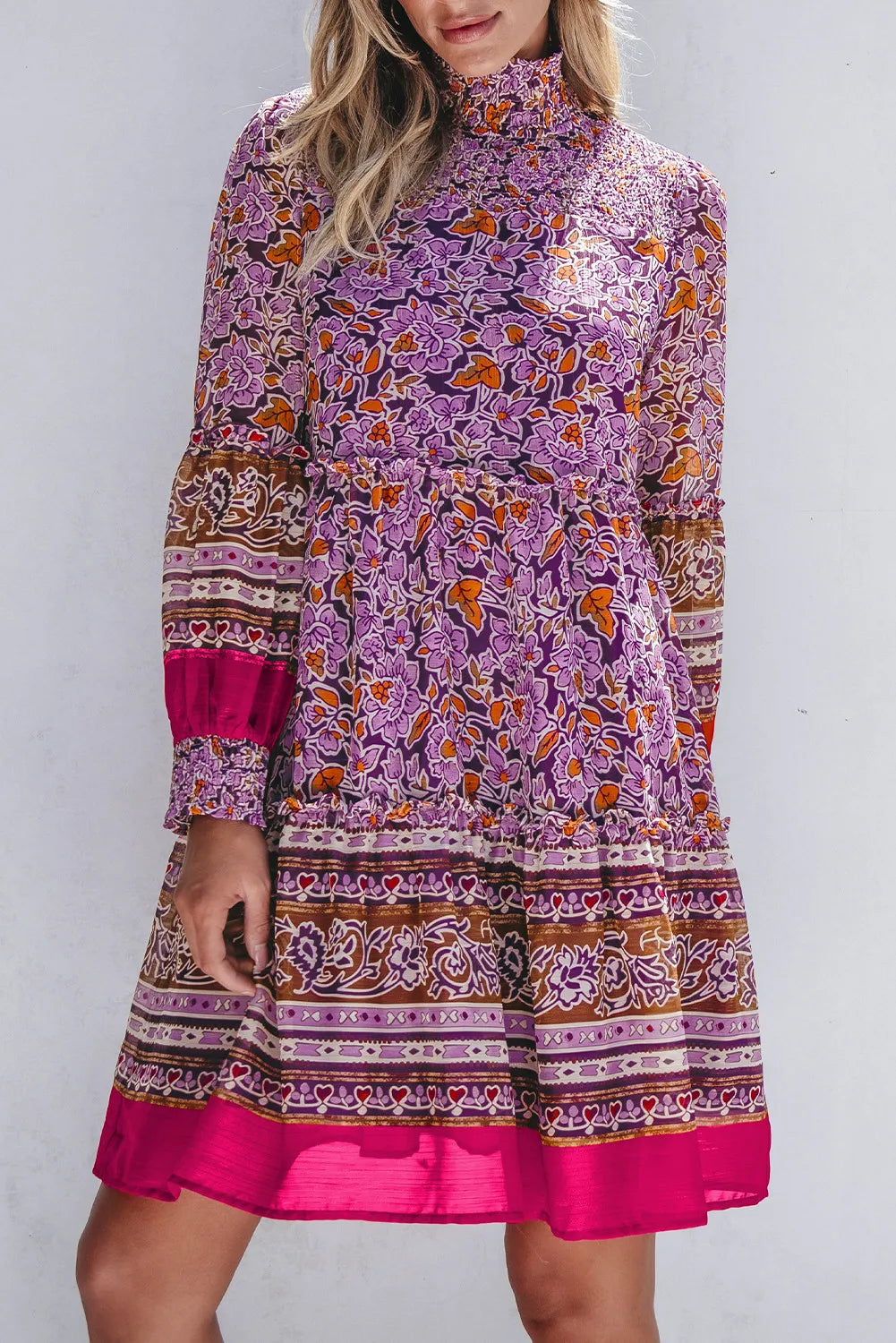 Flirty Floral High Neck Dress