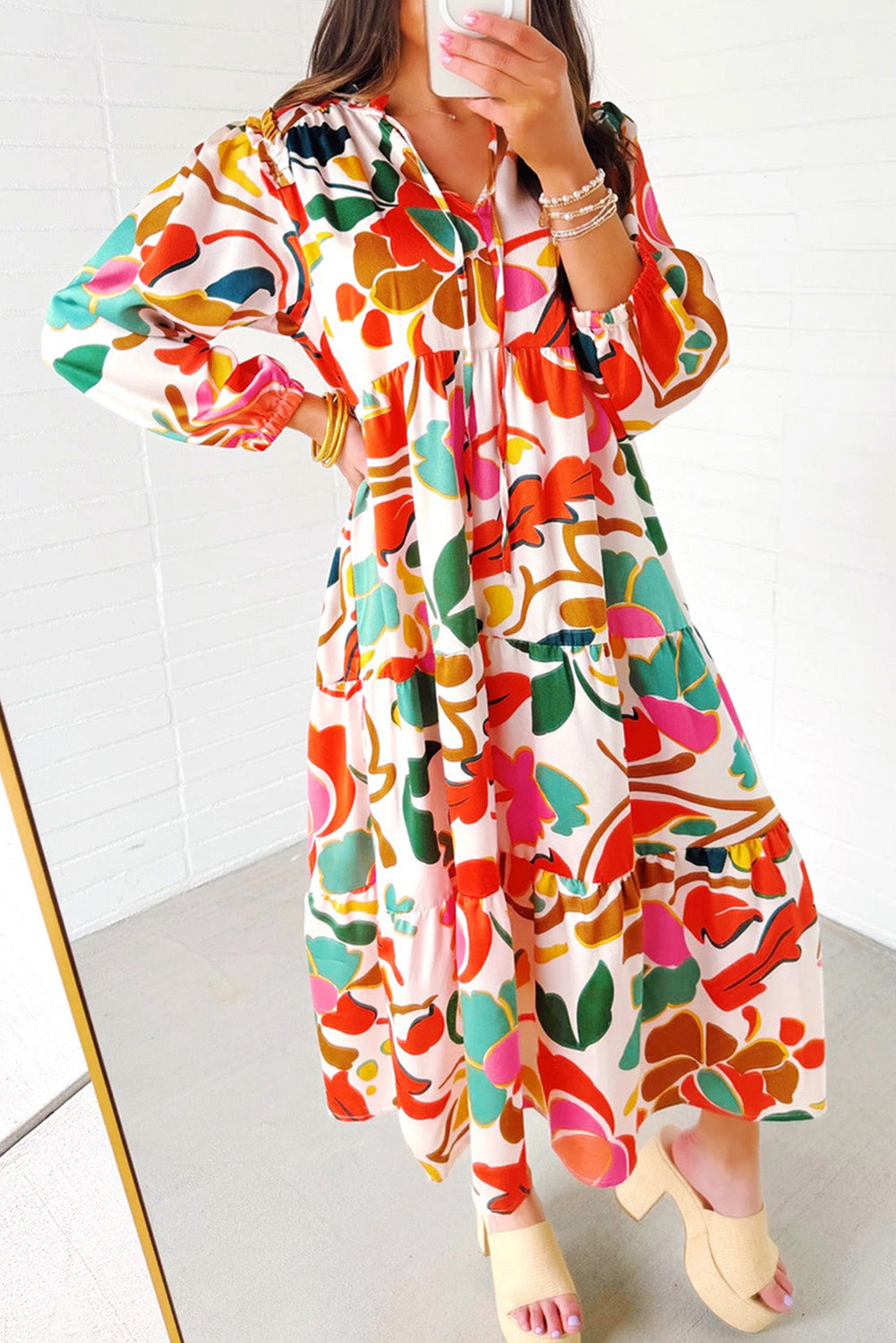 Abstract Tiered Maxi Dress