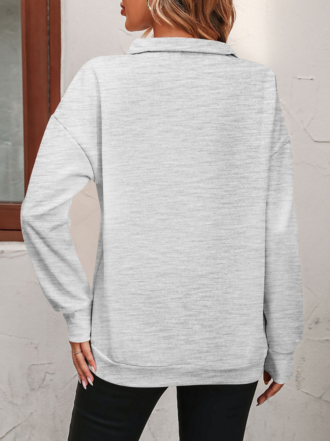 Mandy Half Zip Dropped Shoulder Sweatshirt