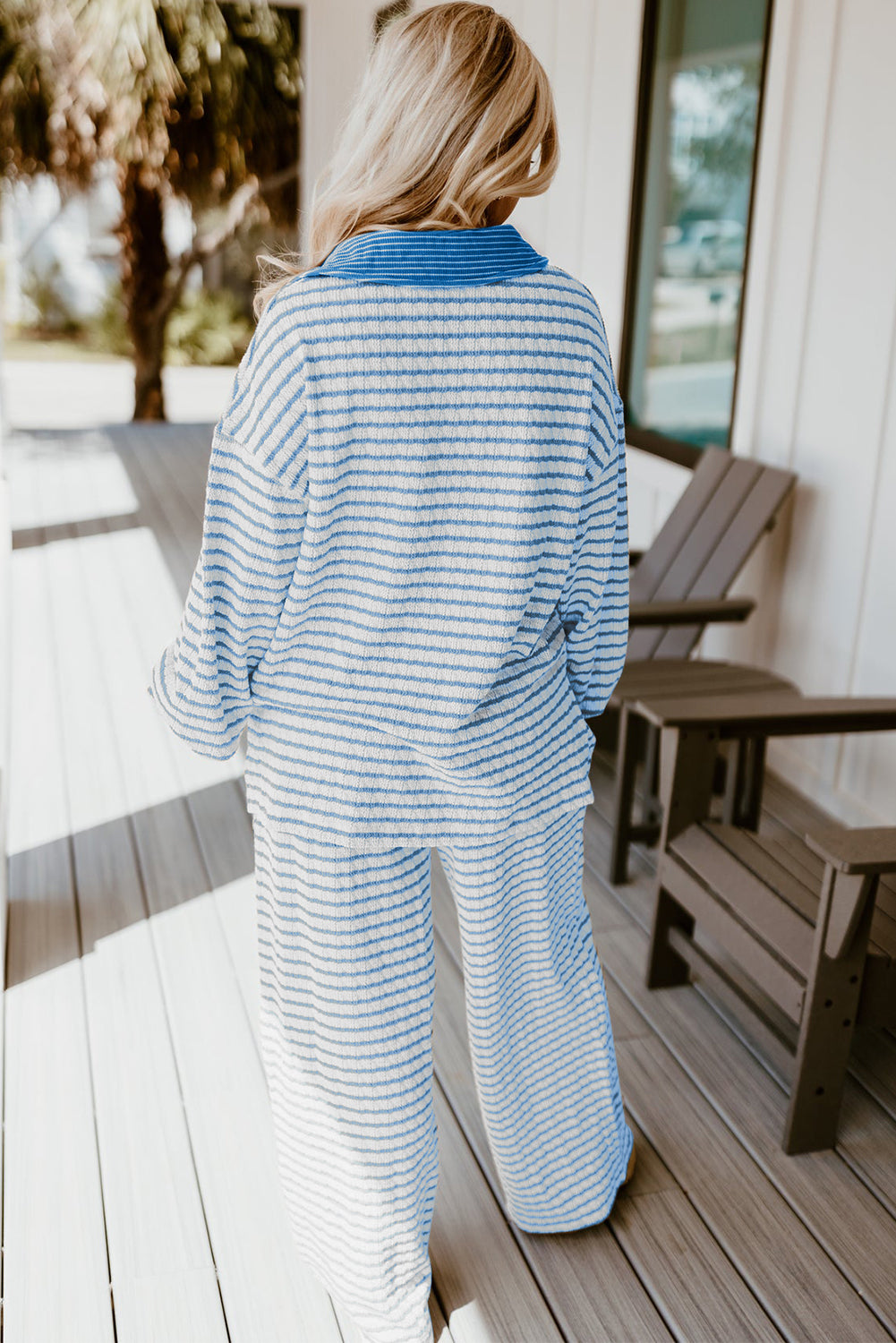 Cozy Stripe Pullover Top and Pants Set