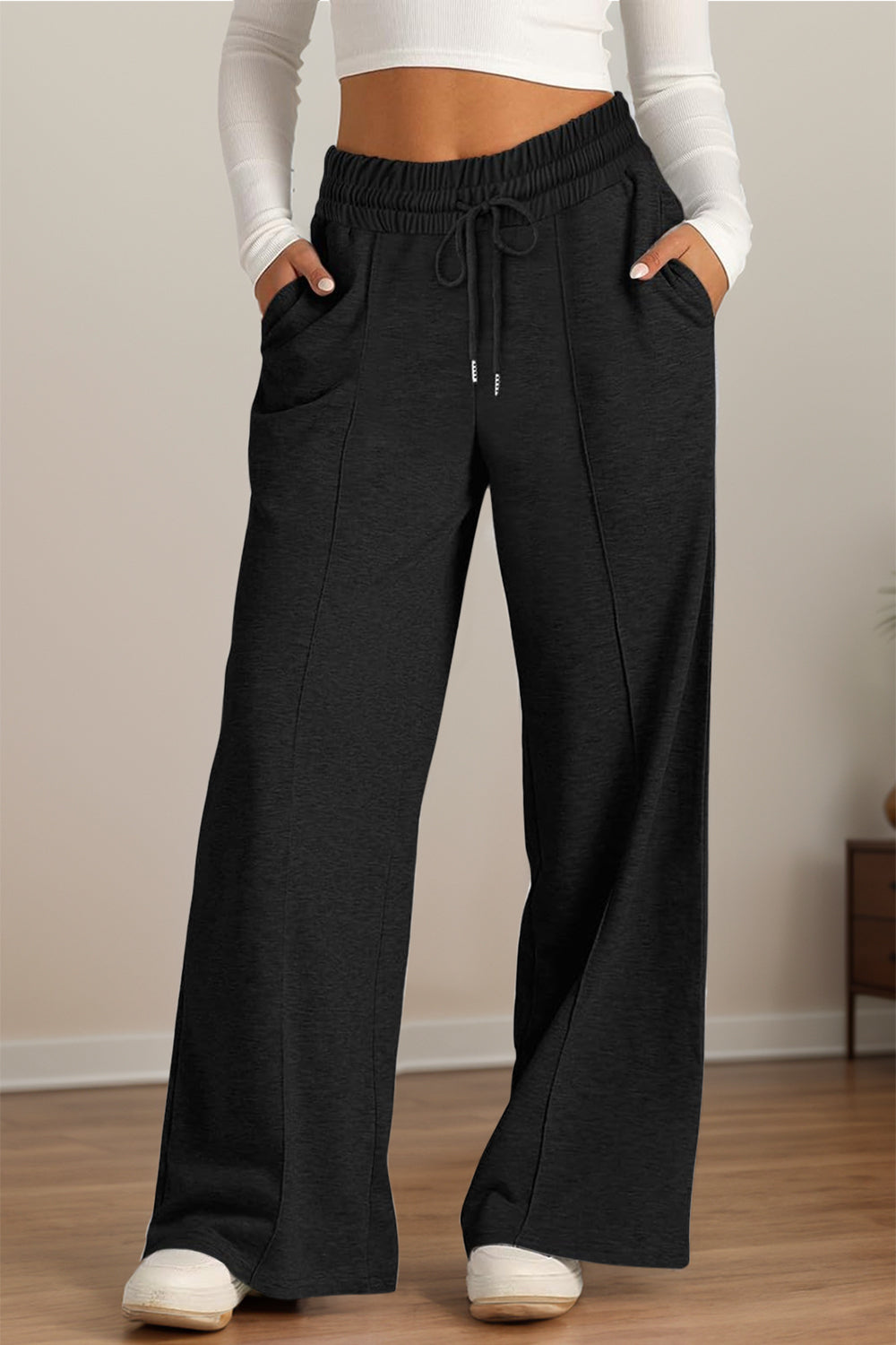 Drawstring Wide Leg Pants