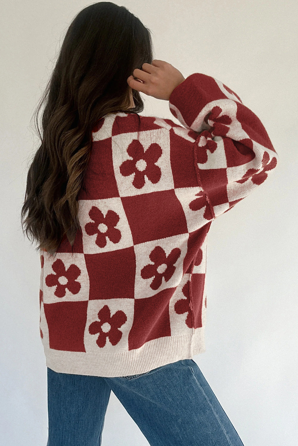 Flower Block Henley Sweater