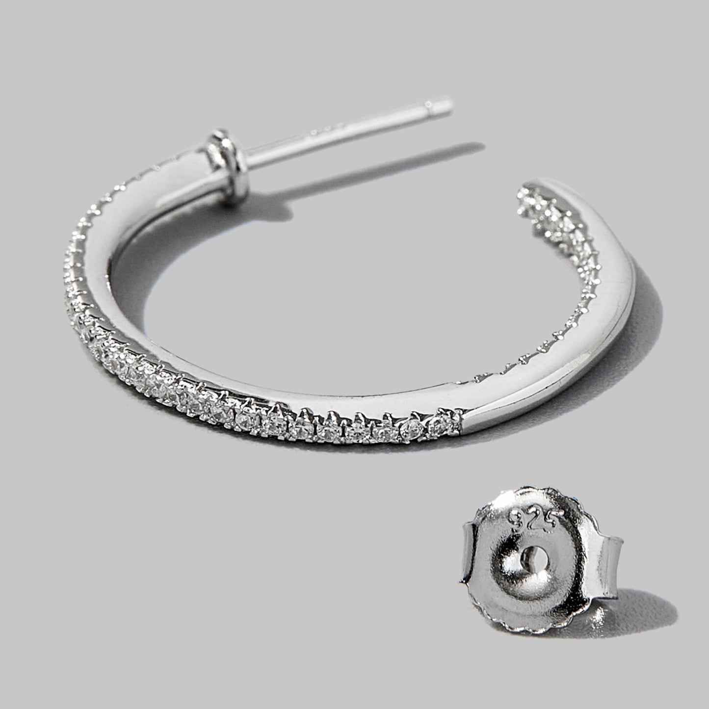 Zircon Sterling Silver C-Hoop Earrings