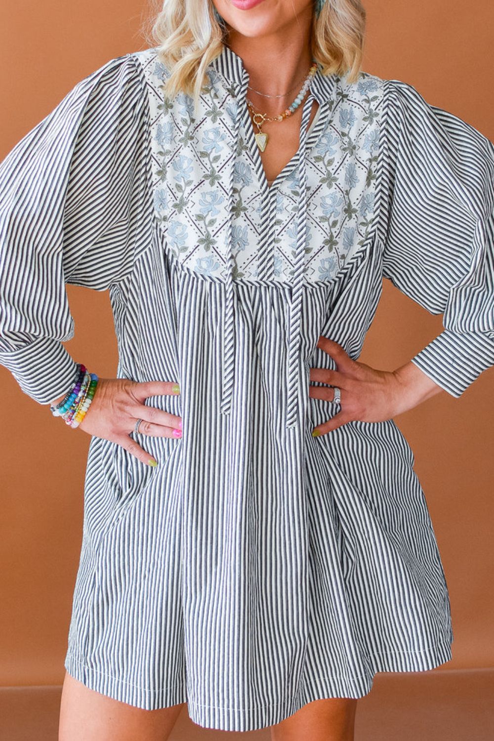Floral Striped Mini Dress