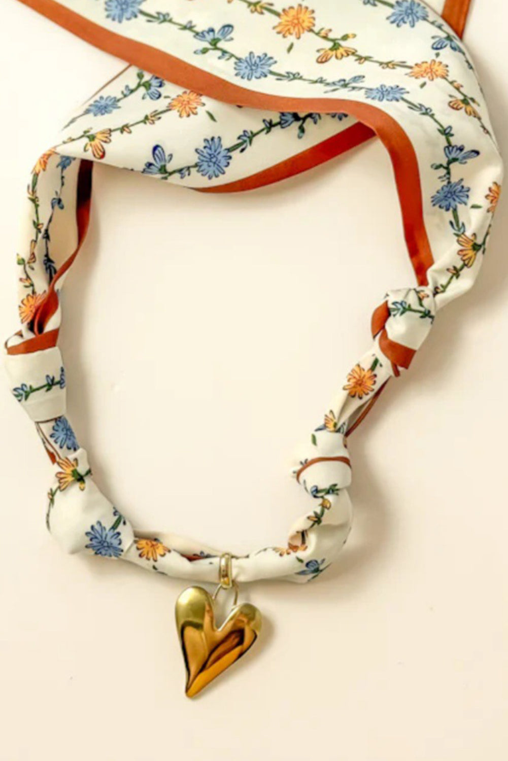 Boho Floral Heart Scarf Necklace