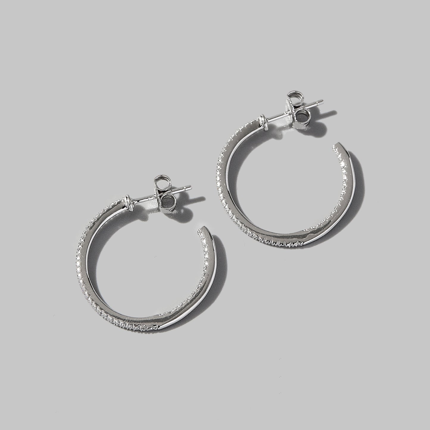 Zircon Sterling Silver C-Hoop Earrings