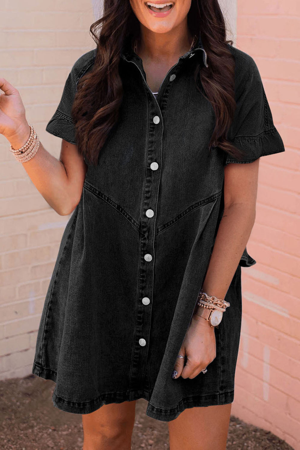 Black Denim Shirt Dress