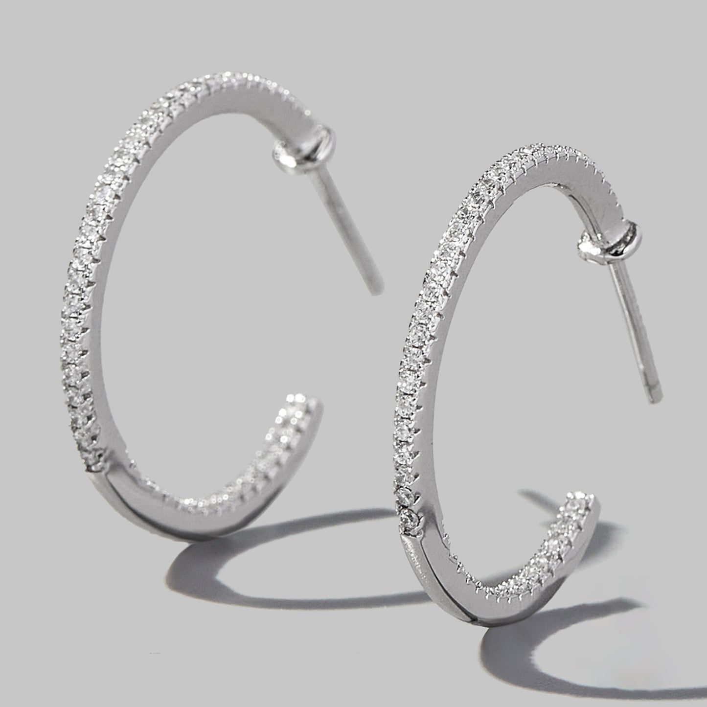 Zircon Sterling Silver C-Hoop Earrings