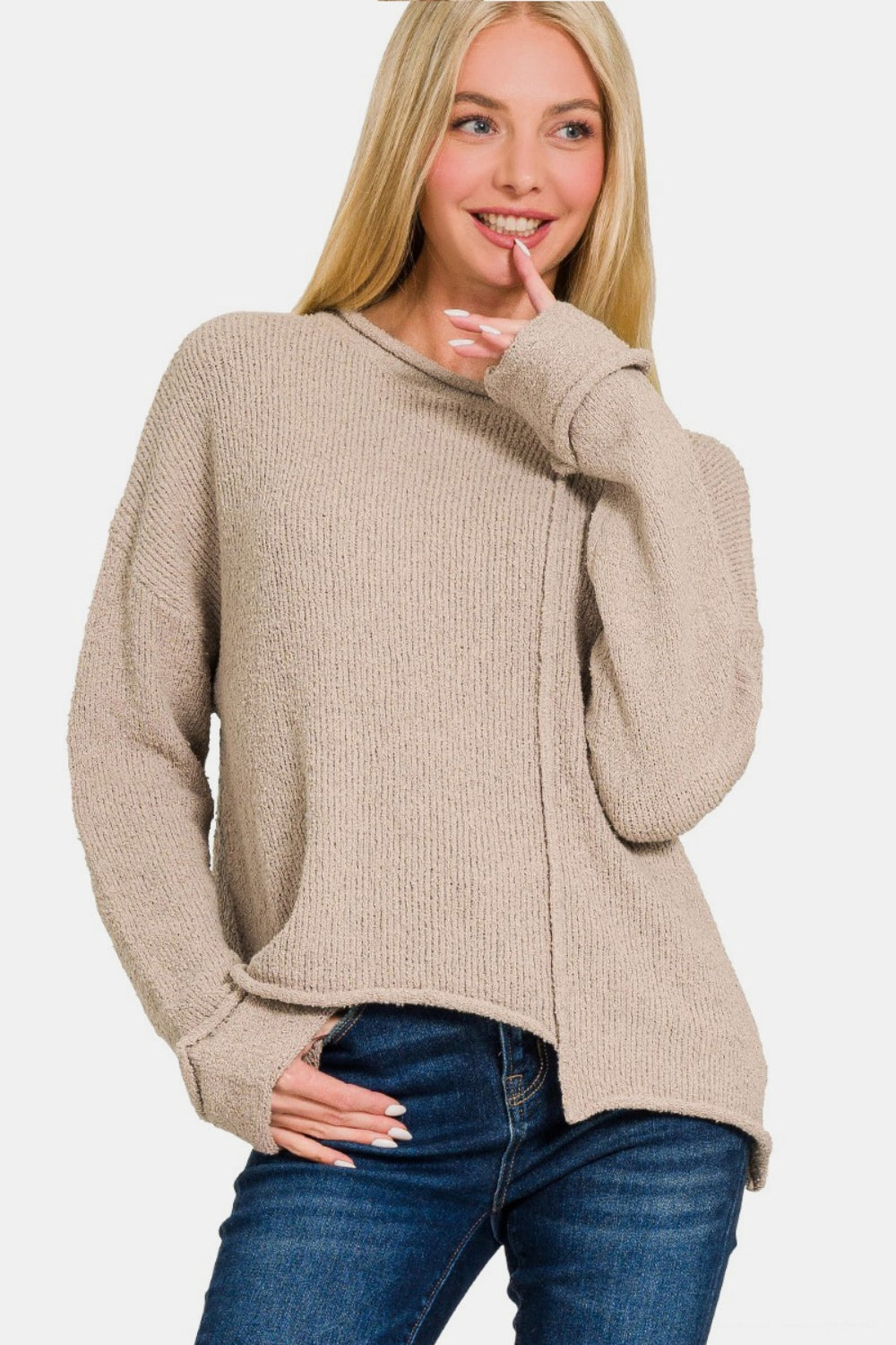 John store + Jenn Nordstrom Asymmetrical Sweater Diagonal Hem Chunky Cozy Knit Medium