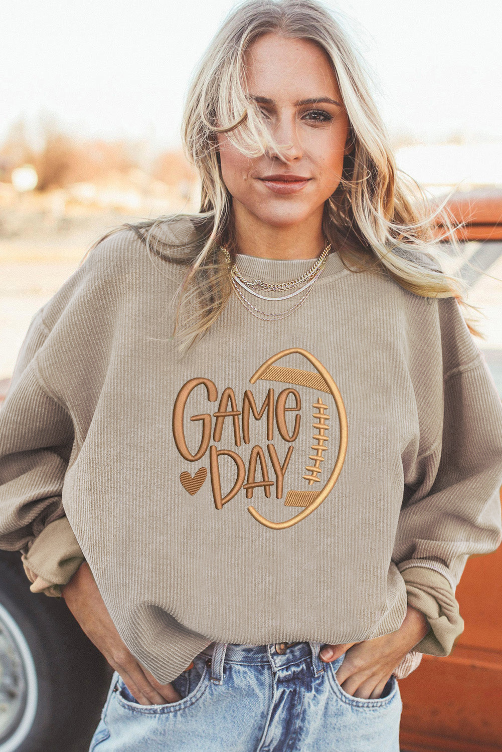 Game Day Embroidered Baggy Sweatshirt
