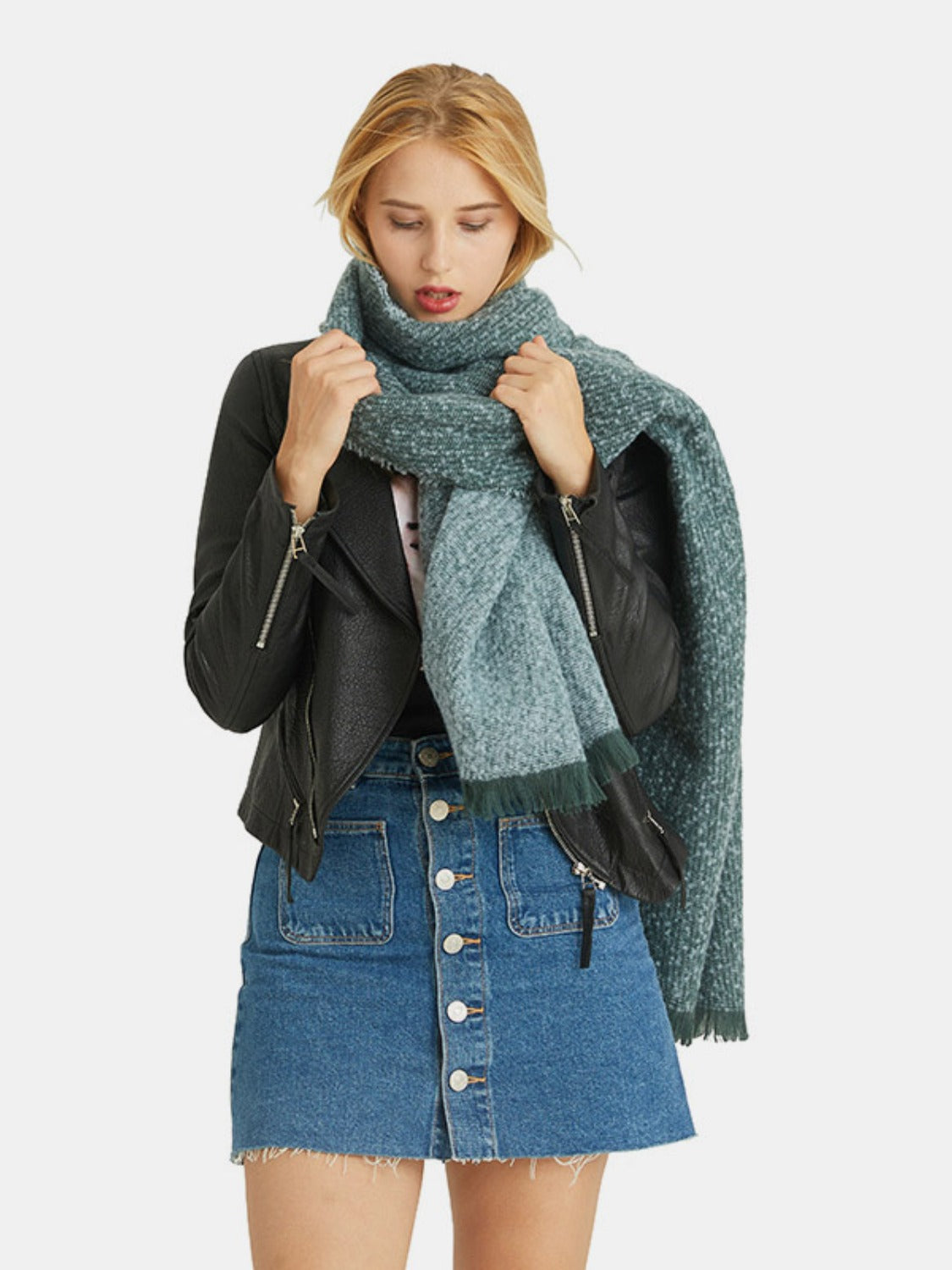 Raw Hem Heathered Scarf