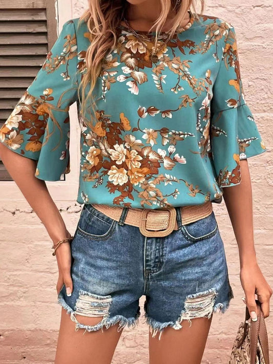 Floral Half Sleeve Blouse