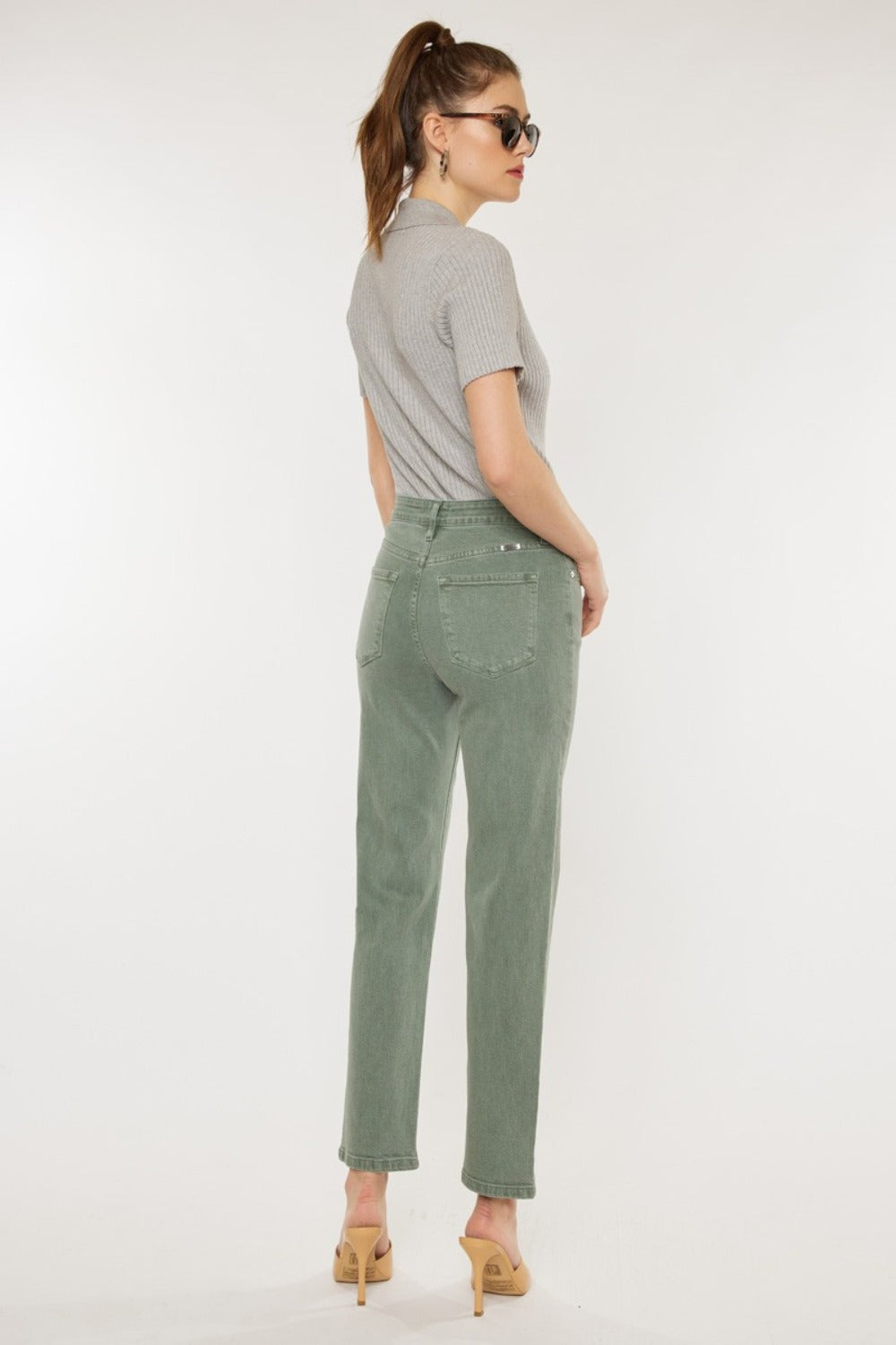 Kancan Olive Ultra High Rise Straight Jeans