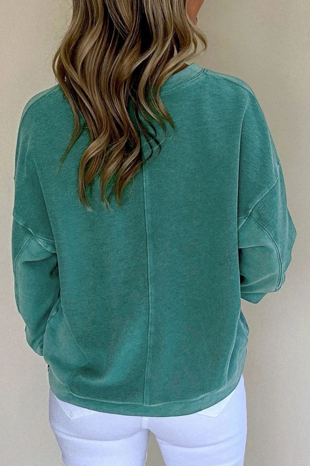 Notched Dropped Shoulder Sweatshirt