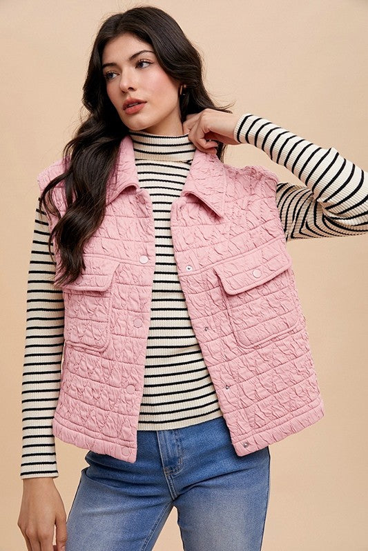 Annie Wear Quilted Snap Down Vest