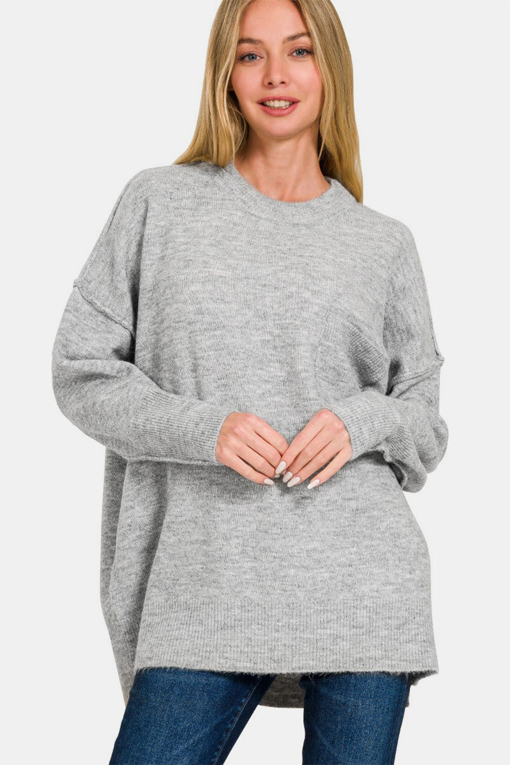 High-Low Drop Shoulder Sweater