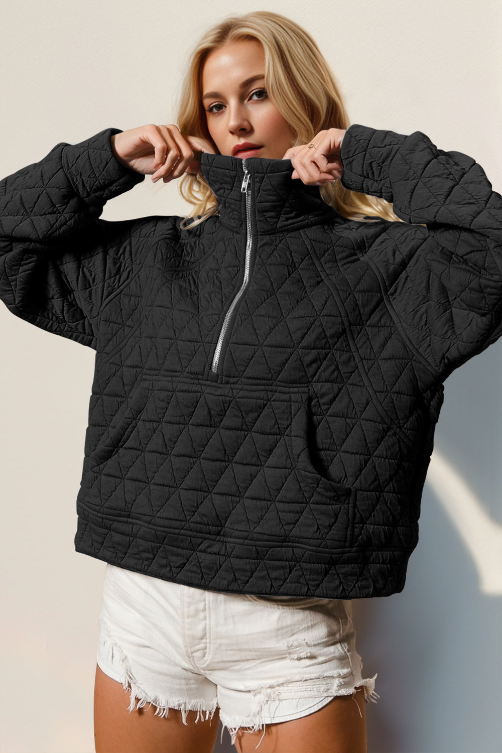 Half Zip Quilted Sweatshirt