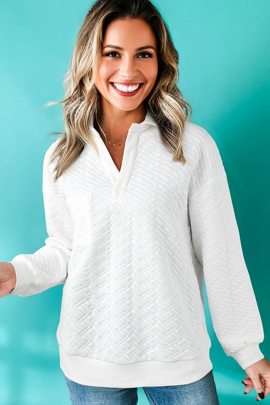 Textured Johnny Collar Pullover