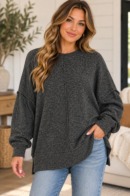 (Pre-Order) Brushed Melange Hacci Oversized Sweater