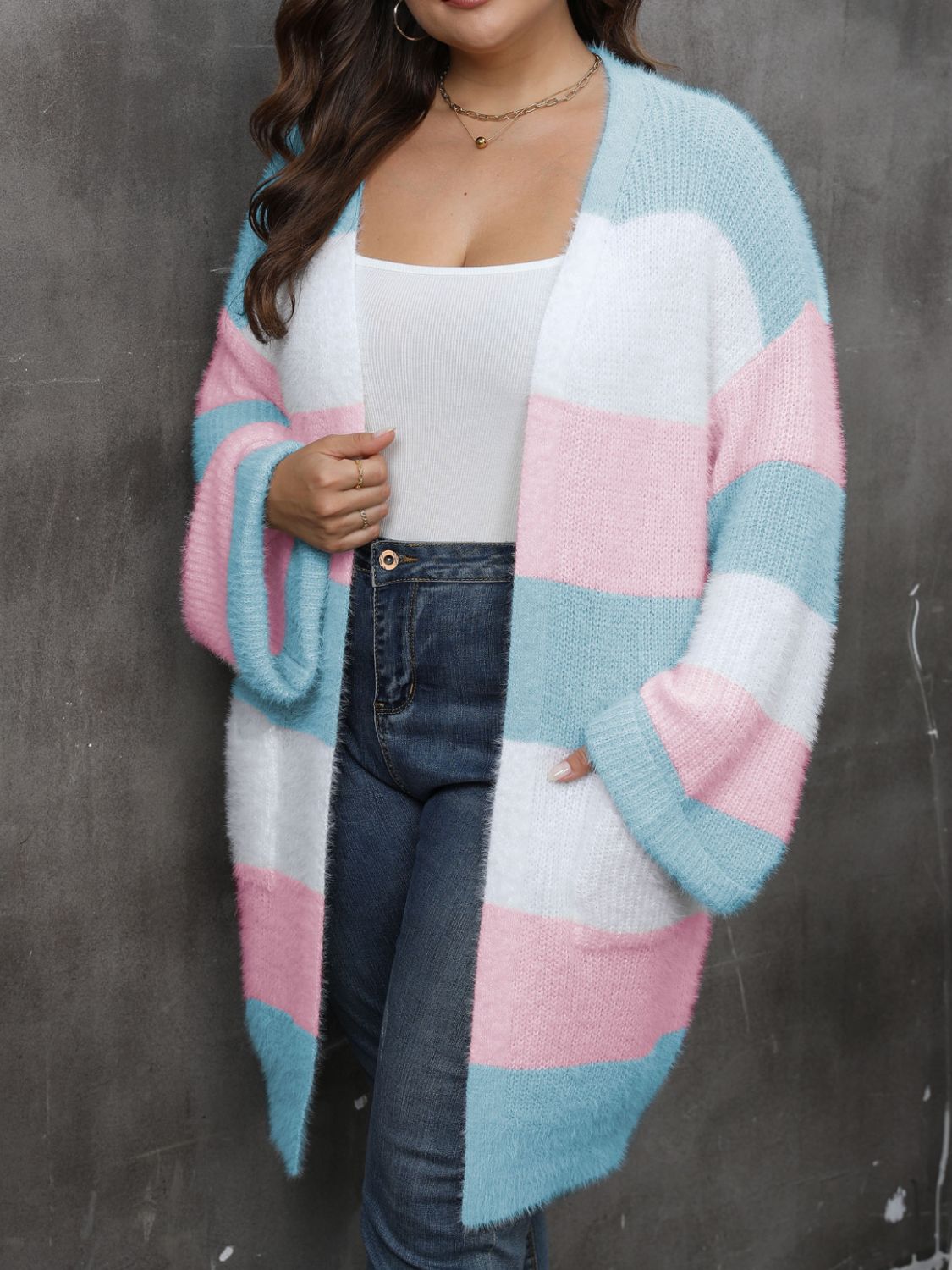 Plus Size Open Front Cardigan