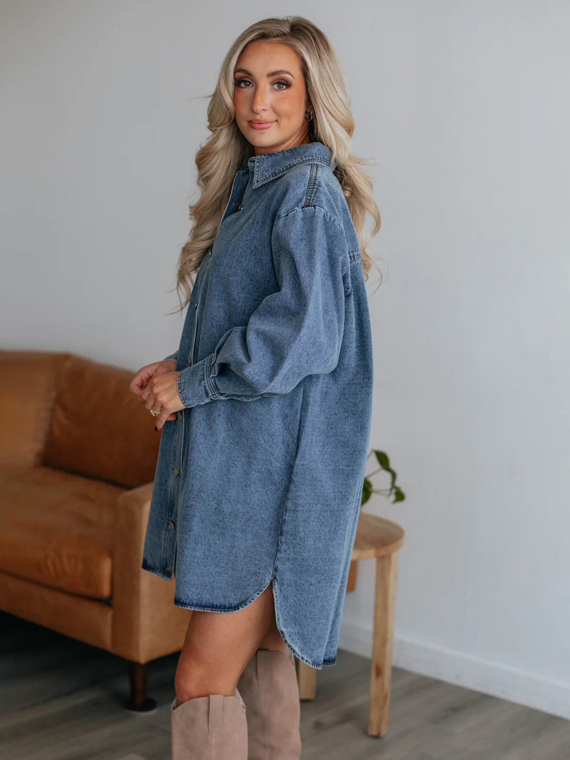 Button Up Denim Dress