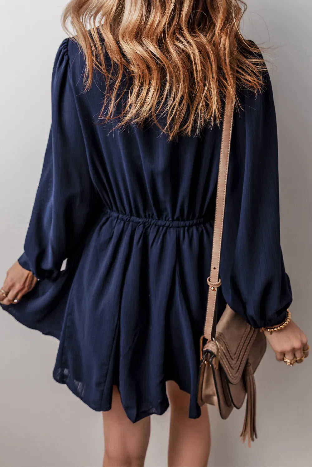 Drawstring Half Button Dress