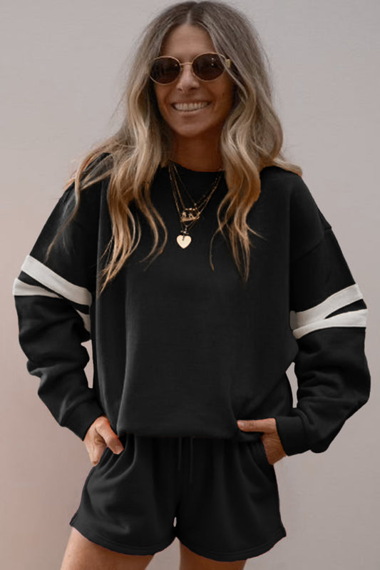 Varsity Stripe Sweatshirt and Shorts Set
