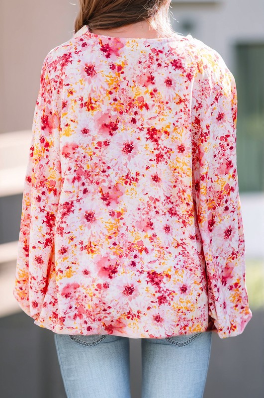 Floral Lantern Sleeve Blouse