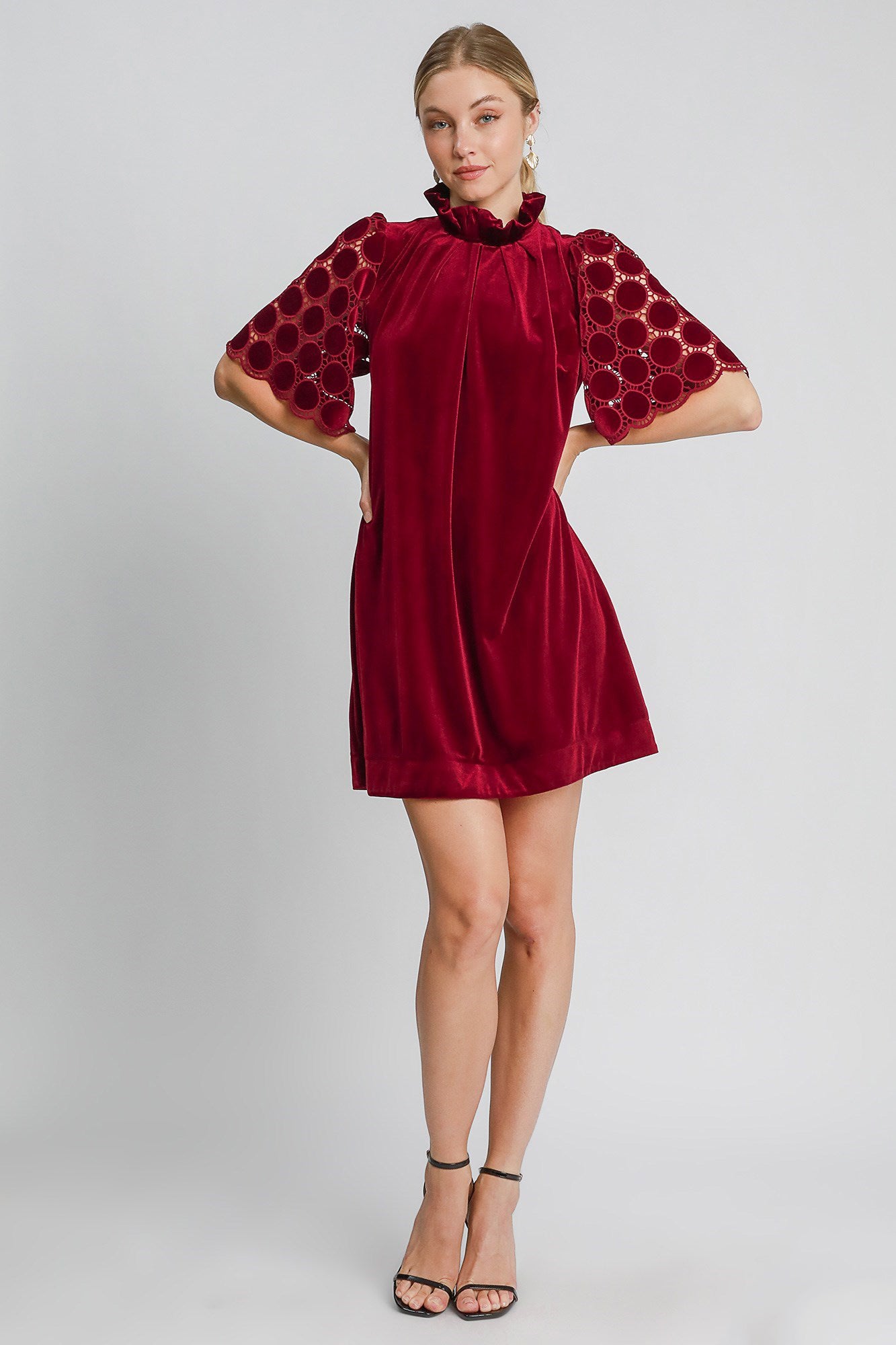 Velvet High Neck Shift Dress