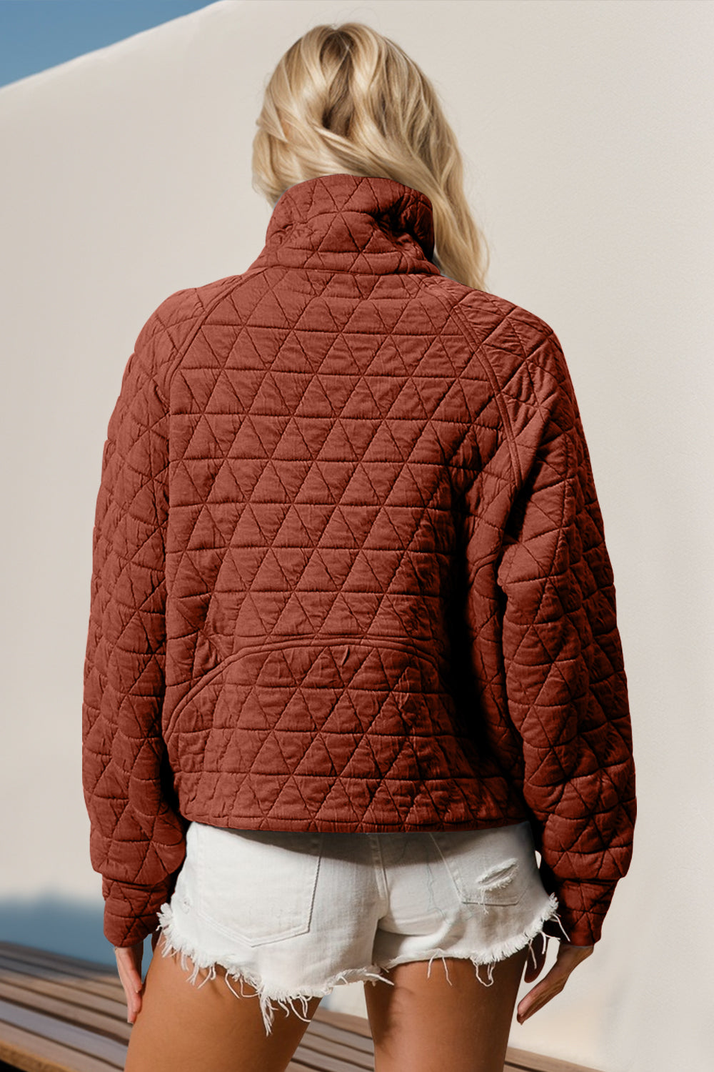 Half Zip Quilted Sweatshirt