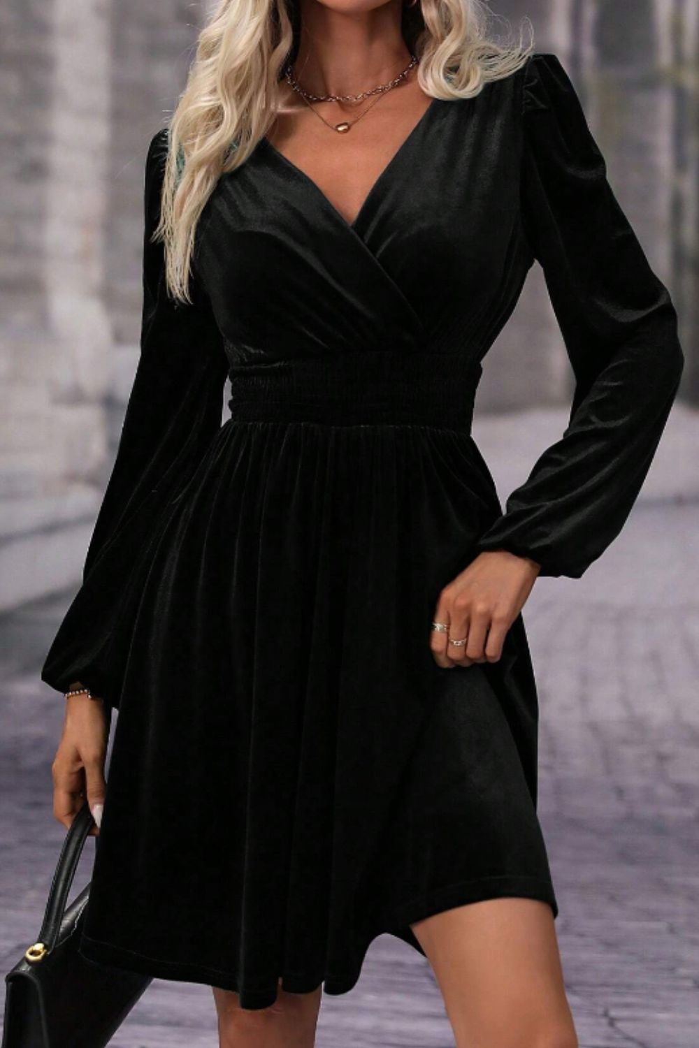 Surplice Velvet Dress