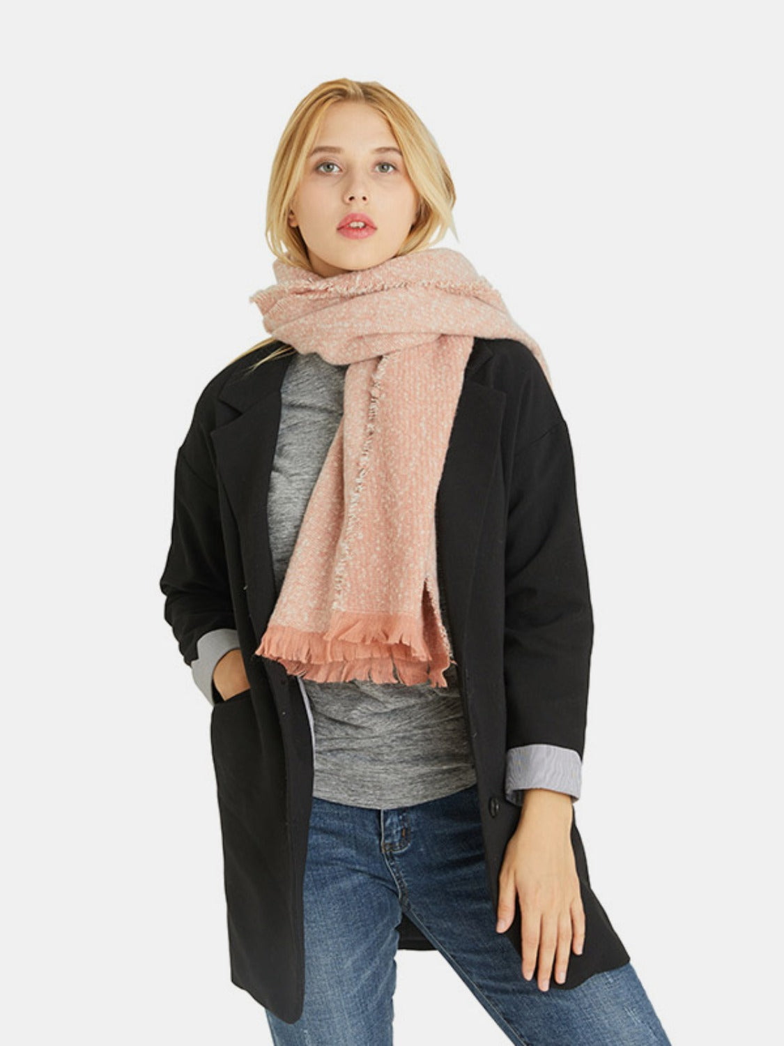 Raw Hem Heathered Scarf