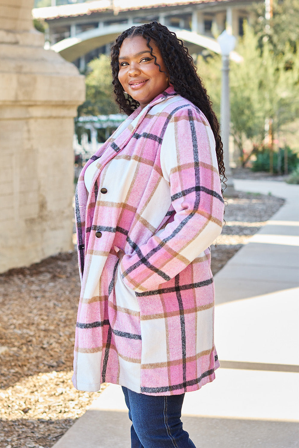 Plaid Lapel Collar Coat