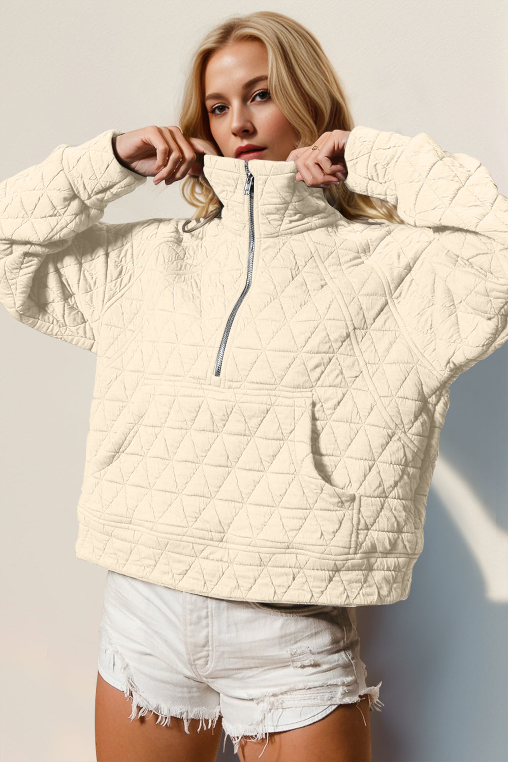 Half Zip Quilted Sweatshirt