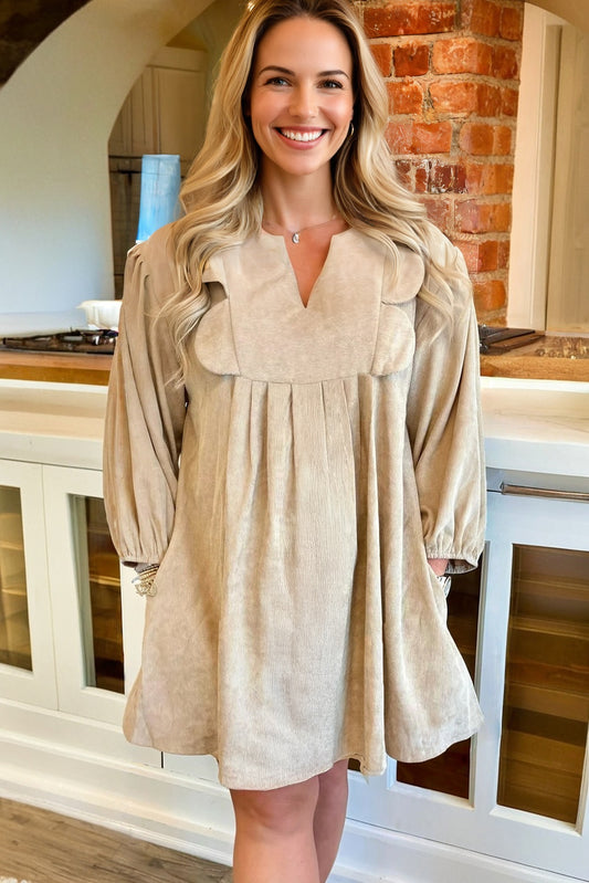 Parchment Corduroy Plus Size Mini Dress