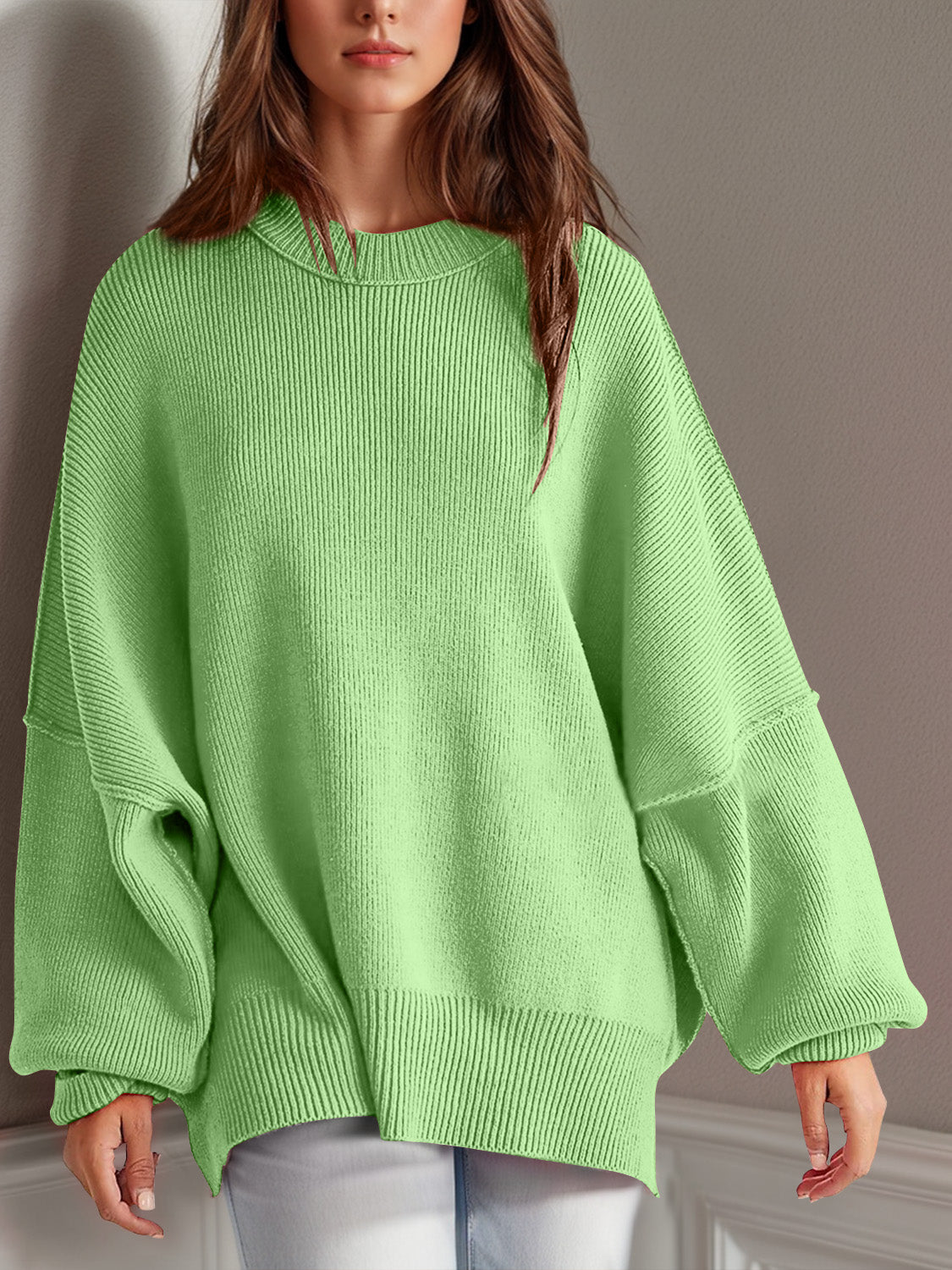 Double Take Side Slit Sweater