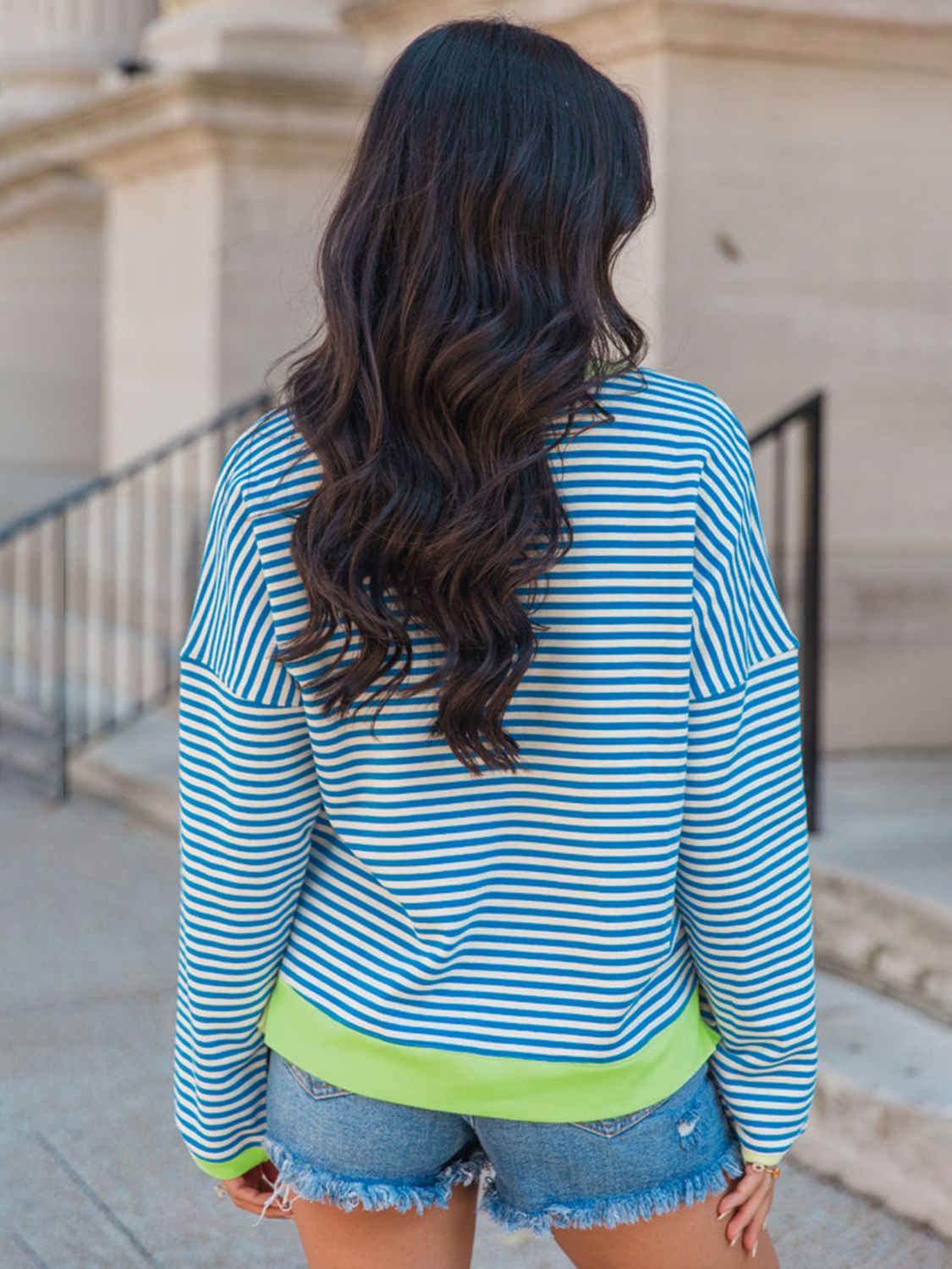 Striped Round Neck Sweatshirt