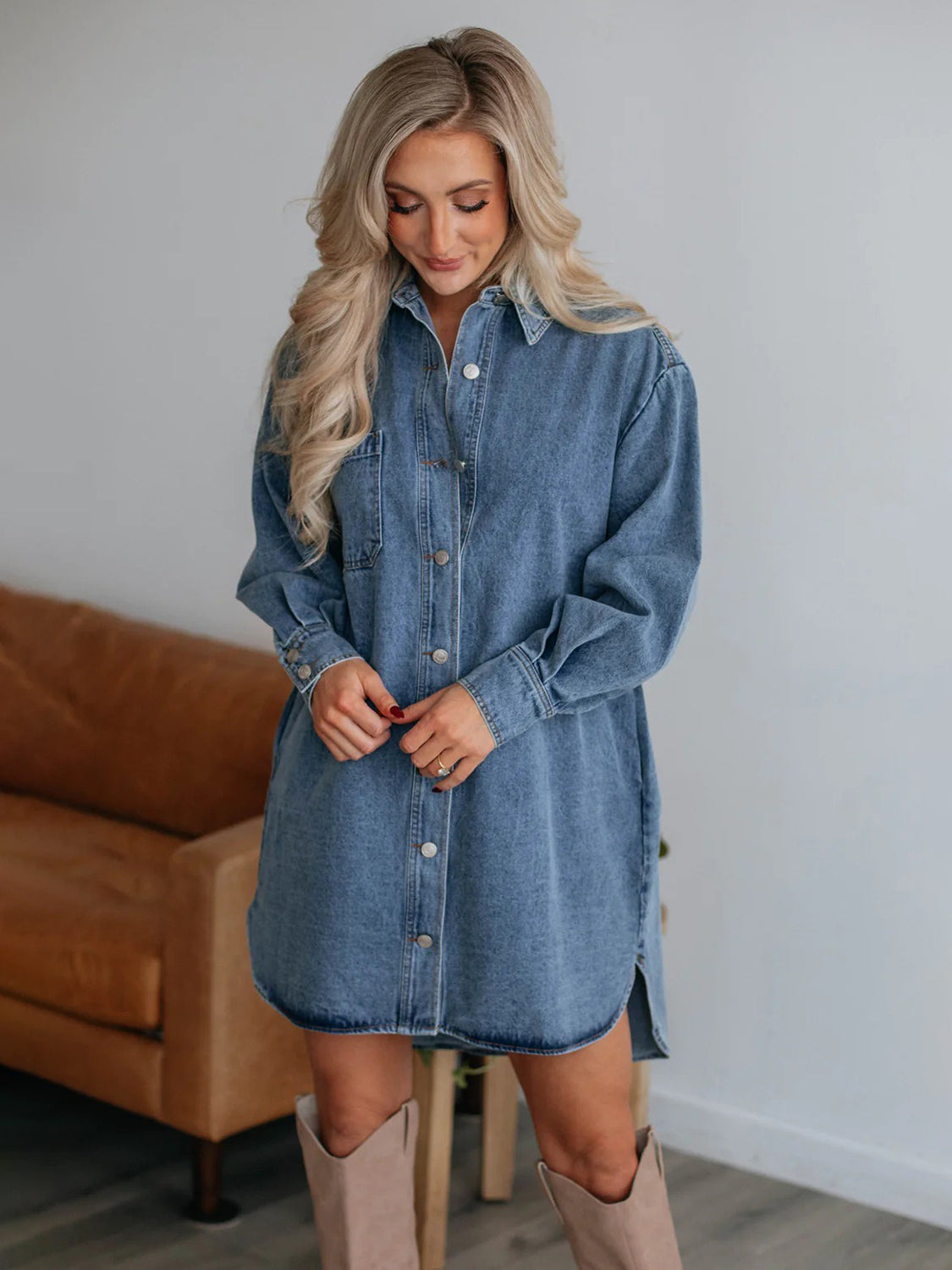 Button Up Denim Dress