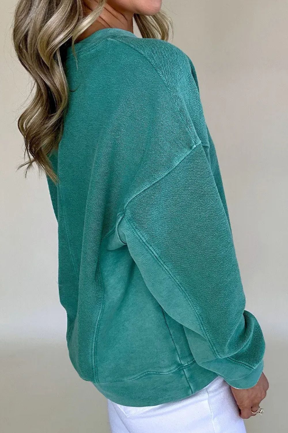 Notched Dropped Shoulder Sweatshirt